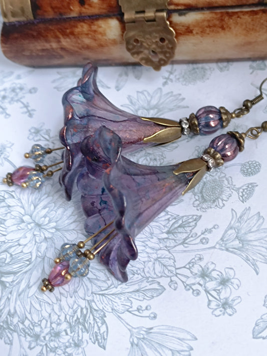 Boucles d'Oreilles Fleur Trompette mélancolique printanière xxl