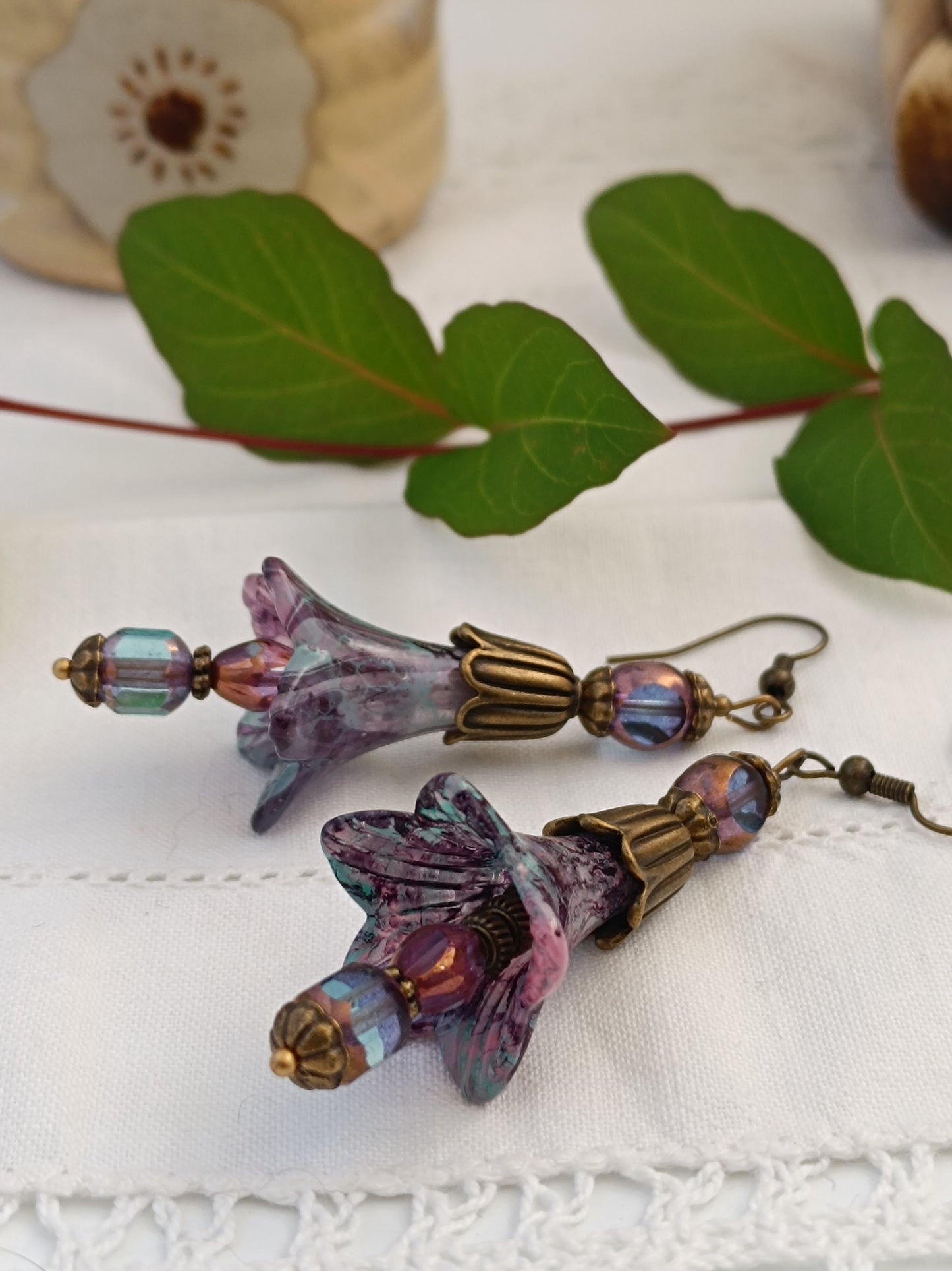 Boucles d'oreilles fleurs de jacinthe bronze