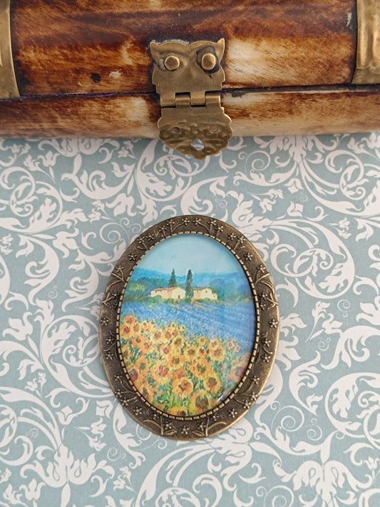 Broche Van Gogh Tournesols - Cabochon Bronze Art