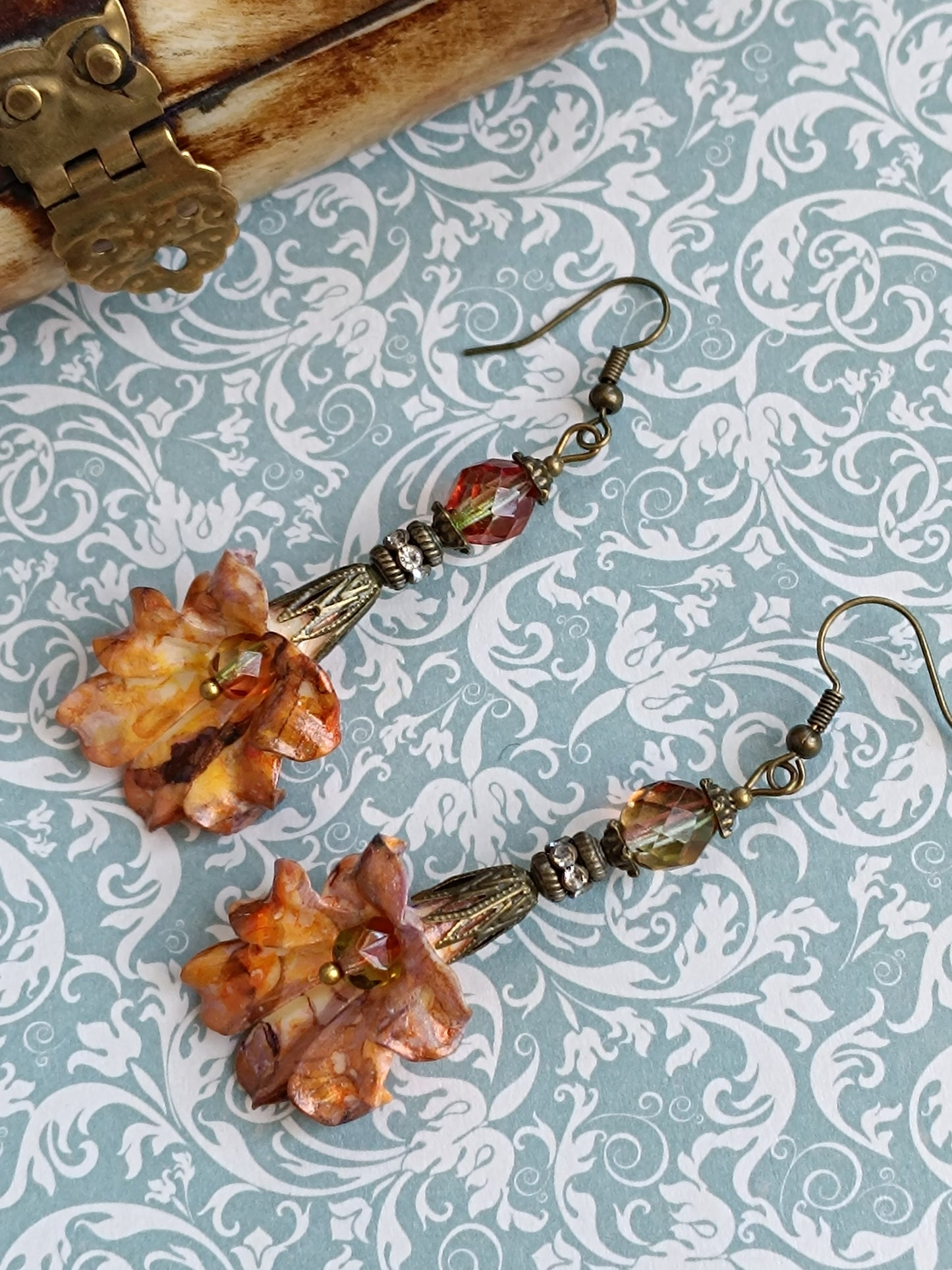 Boucles d'oreilles pendantes - Fleurs tropicales feeriques