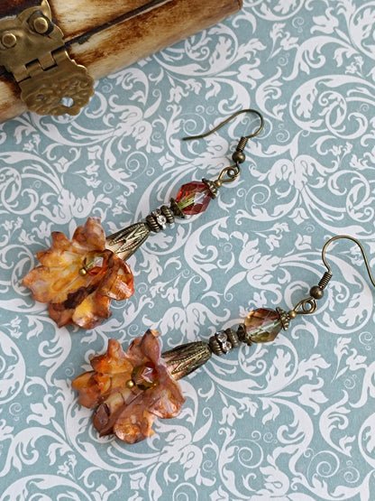 Boucles d'oreilles pendantes - Fleurs tropicales feeriques