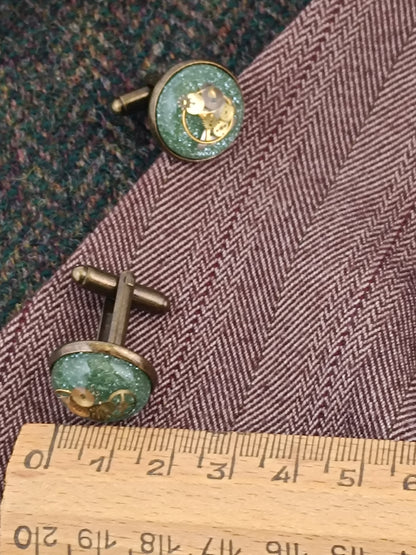 Boutons de manchette steampunk verts clairs