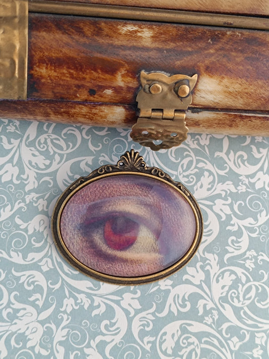 Broche cabochon verre oeil , original style cabinet de curiosités victorien