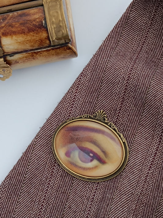 Broche cabochon verre oeil , original style cabinet de curiosités victorien