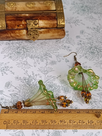Boucles d'Oreilles Fleurs Lucite XXL - Perles Verre Tchèque