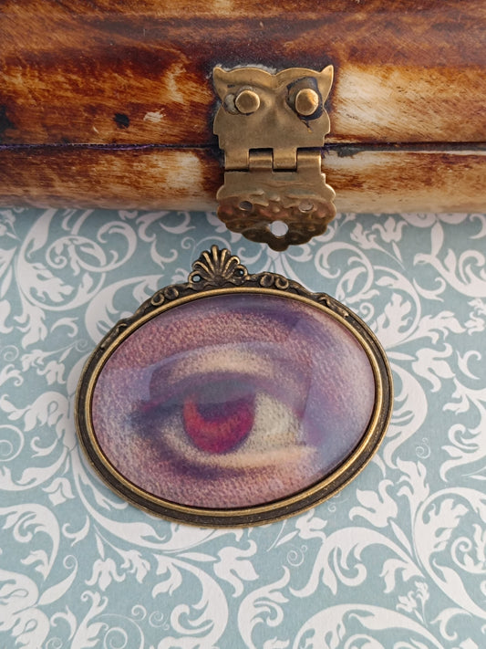 Broche cabochon verre oeil , original style cabinet de curiosités victorien