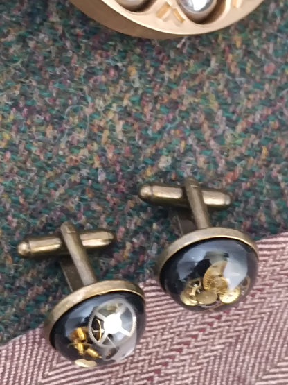 Boutons de manchette steampunk noirs