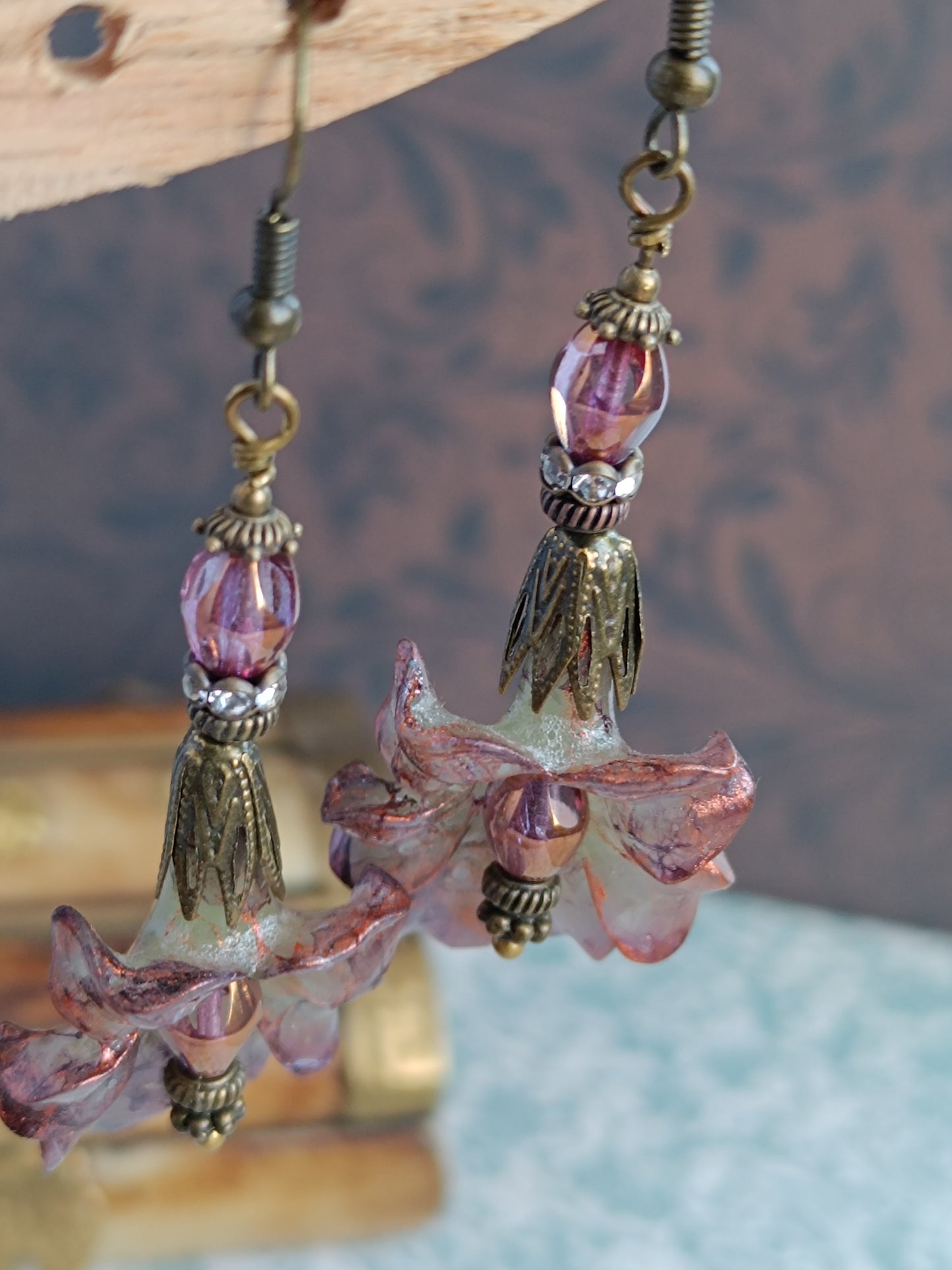 Boucles d'oreilles pendantes - Fleurs tropicales feeriques
