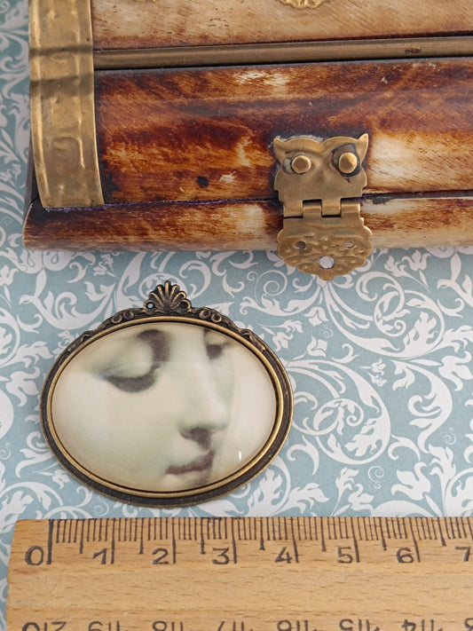 Broche cabochon verre oeil , original style cabinet de curiosités victorien