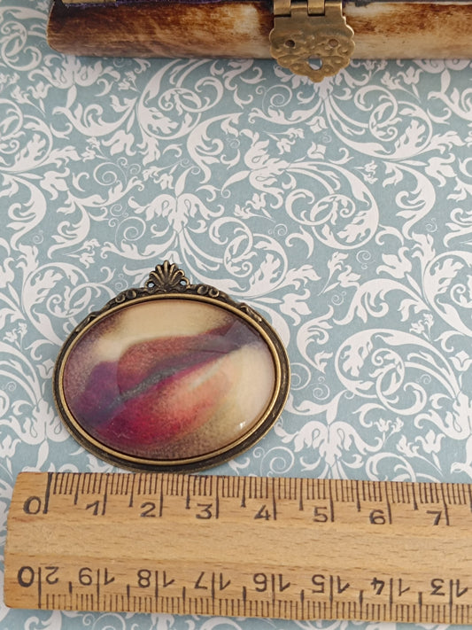 Broche cabochon verre bouche, original style cabinet de curiosités victorien