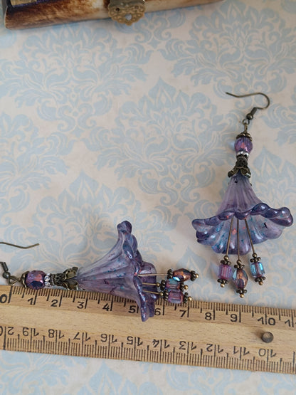 Boucles d'oreilles grandes fleurs féeriques